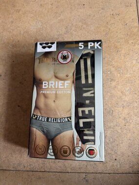 True Religion Brand Jeans Men's 5 Pack Briefs Premium Cotton 5MF1106TR1 NWT